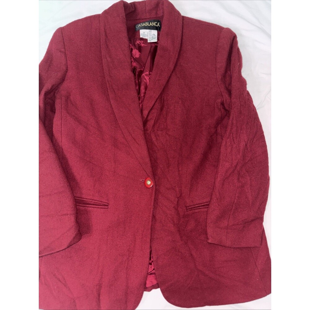 Casablanca 100% Pure Wool Blazer Vintage Red One Button Career Blazer Classic T